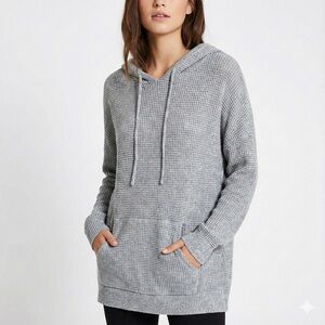 NATURAL REFLECTIONS Cotton Blend Waffle Knit Long Sleeve Hooded Sweatshirt Sz XL